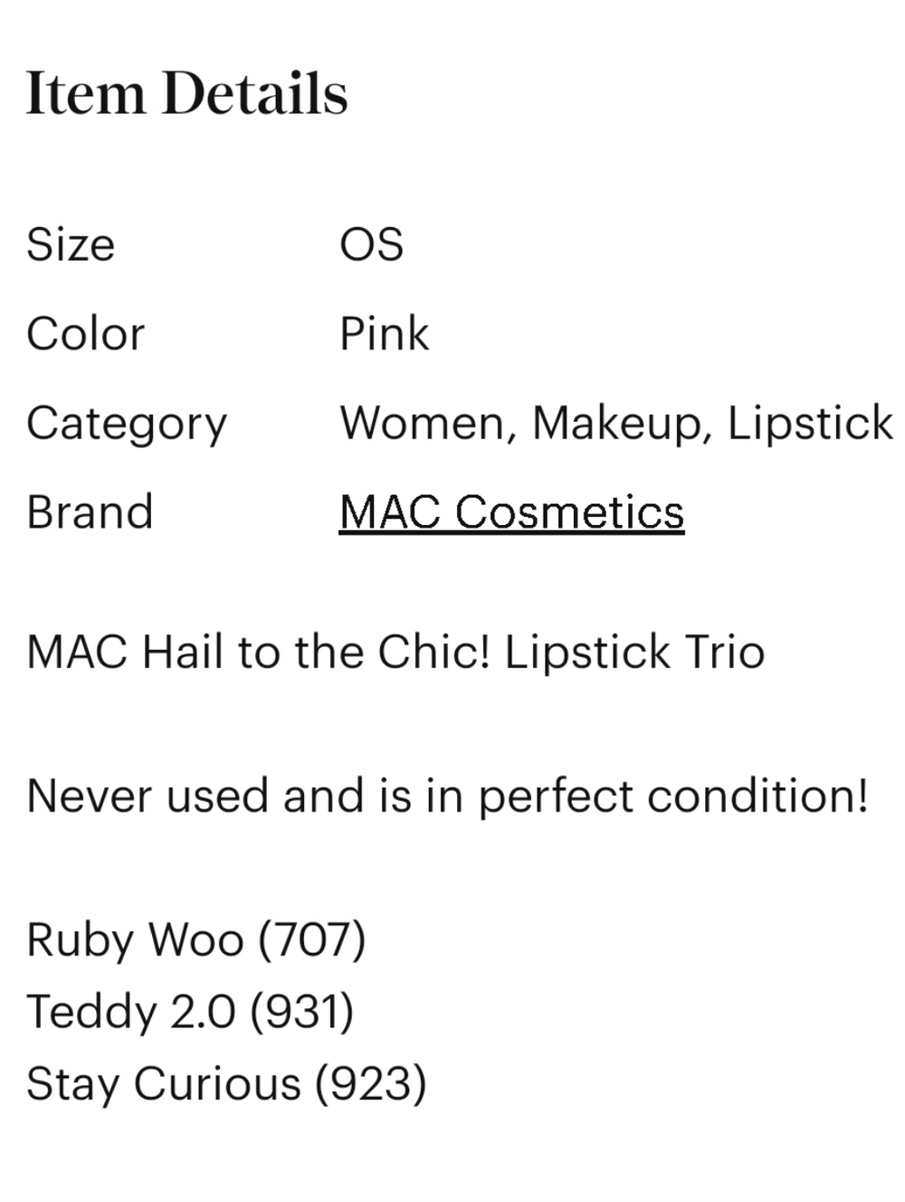 MAC Cosmetics Hail to the Chic Lipstick Trio - Nude, Red, Pink 3-pc Set Full Sz - Picture 13 of 14